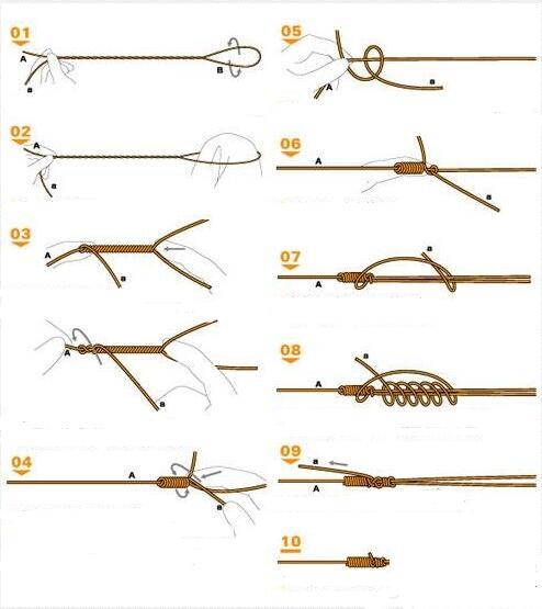 鱼线打结方法图解 鱼线绑在竿稍上图解